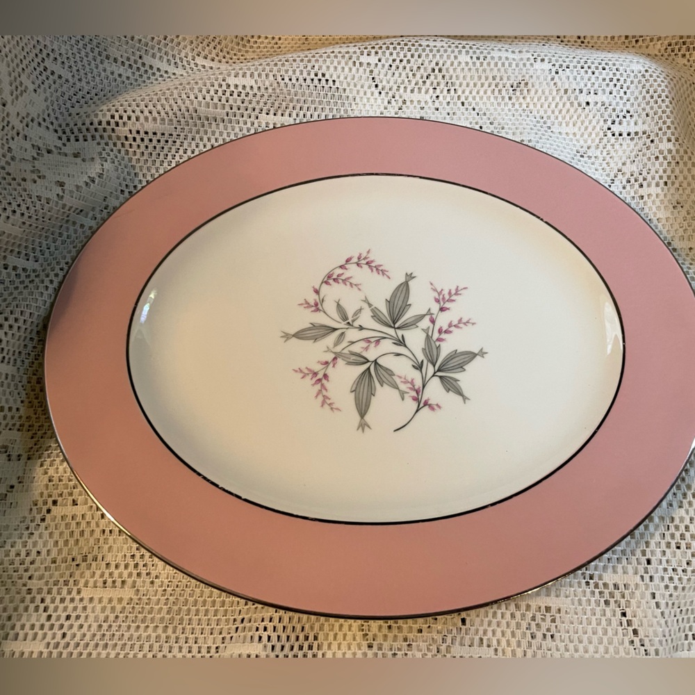 Antique Barclay Cavalier Laughlin Oval Platter 11 & 7/8 by 9 & 7/8 inches